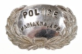 Obsolete Marianna Arkansas Police Hat Badge