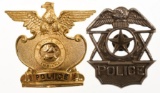 (2) Obsolete Indiana Police Hat Badges