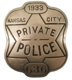 1933 Kansas City Missouri Private Police Badge