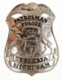 Obsolete Hersperia MI Police Patrolman Badge #709