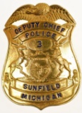 Obsolete Sunfield MI Deputy Chief Police Badge #3