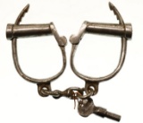 Antique British Hiatt Handcuffs With Key