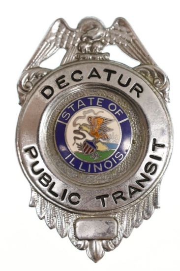 Obsolete Decatur ILL. Public Transit Police Badge