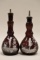 (2) Antique Mary Gregory Amethyst  Barber Bottles