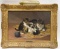 John Dolph Mother Cat With Kittens Oil On Canvas