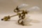 Vintage Brass Ceiling Lamp W/Opal Glass Shades