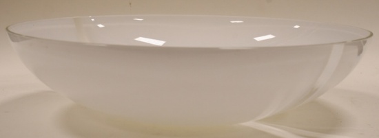 Signed Barbini Murano White & Clear Art Glass Bowl