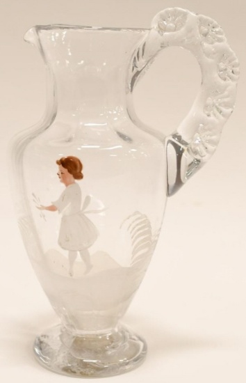 Antique Mary Gregory Color Painted Pitcher