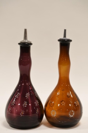 (2) Antique Painted Barber Bottles