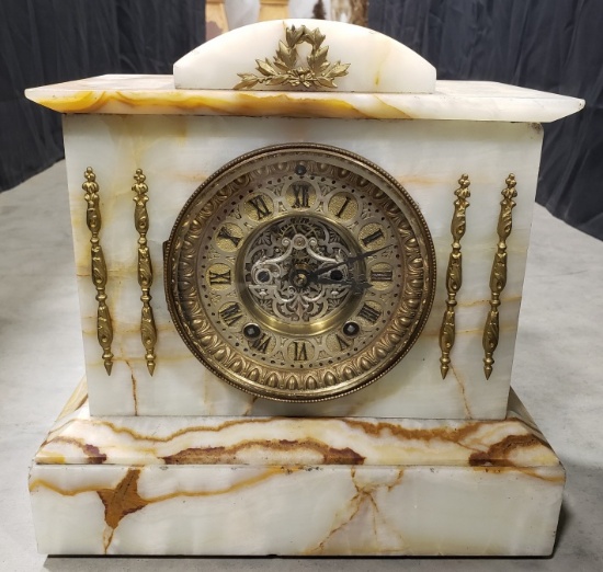 Antique Ansonia Marble Open Escapement Clock