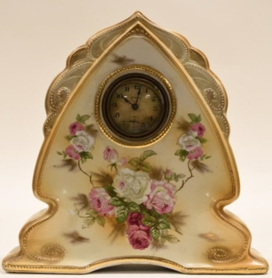 Antique Ansonia Hand Painted Porcelain Clock