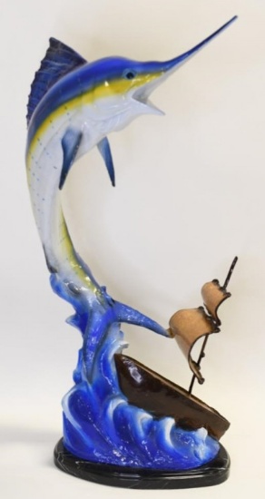 Jay Williams Enameled Marlin & Ship Bronze