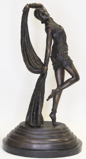 Large Art Deco Dancer Bronze Sculpture