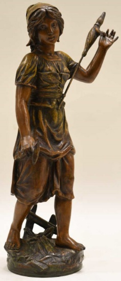 Charles Georges Ferville-Suan Spelter Statue