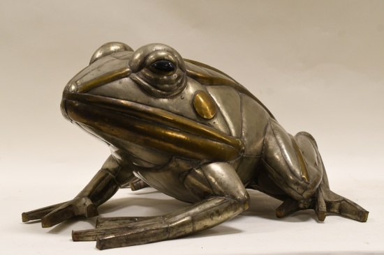 Sergio Bustamante Brass And Steel Frog Sculpture