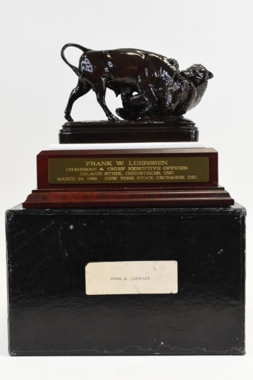 Inland Steel CEO's Bull And Bear Bronze Statue