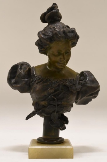 Unsigned Victorian Woman Bronze Bust