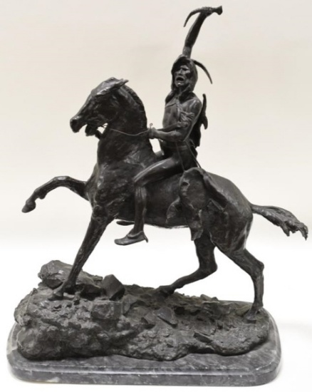 After Frederic Remington "Scalp" Bronze Sculpture