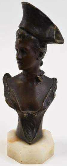 Early Van Der Straeten Bronze Colonial Woman Bust