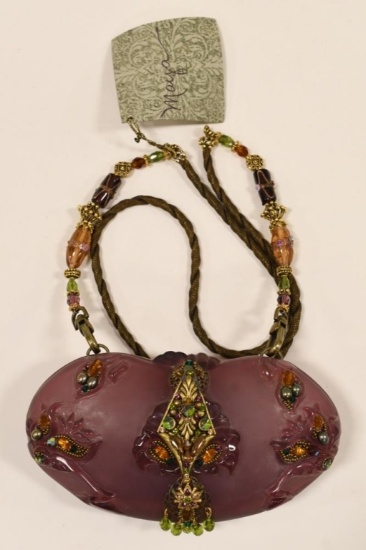 Maya Mauve Sculptured Resin Clutch With Strap
