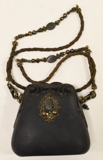Maya Flat Black Sculptured Resin Purse