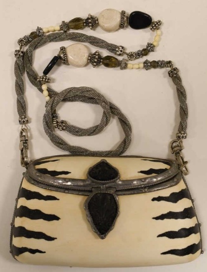 Maya Zebra Print Sculptured Resin Clutch