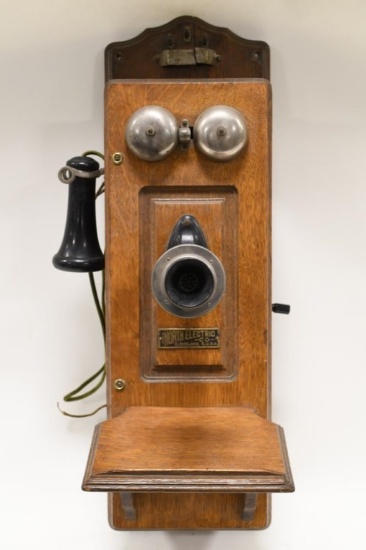 Antique North Electric Wall Mount Crank Telephone