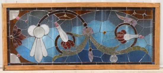 Antique Stained-Slag-Beveled Glass Panel
