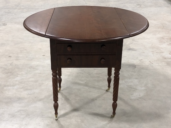 Antique Cherry Wood Drop Leaf Table