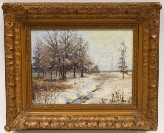 Frank Dudley Indiana Winter Oil On Canvas