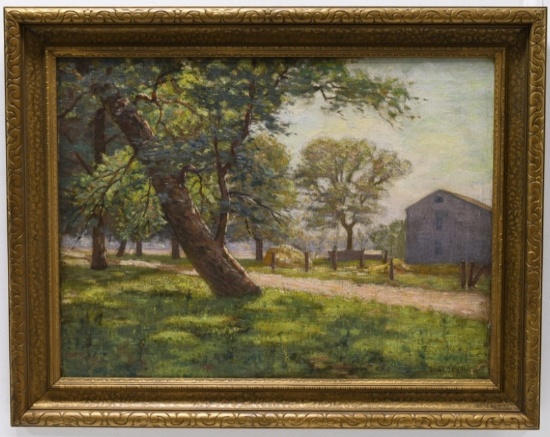 Frank Dudley Indiana Farmstead Oil On Canvas