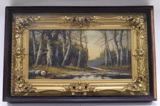 F. Fox Autumn Landscape Oil On Canvas Painting