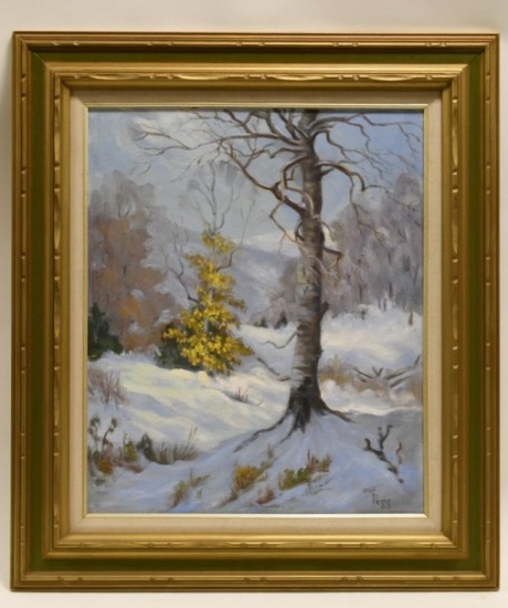 Olif Pegg Winter Landscape Oil On Board