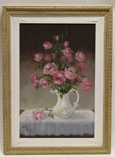Olif Pegg Floral Still Life Oil On Board