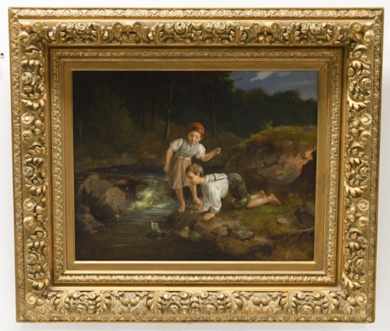 Franz Von Persoglia Children Playing Oil On Canvas