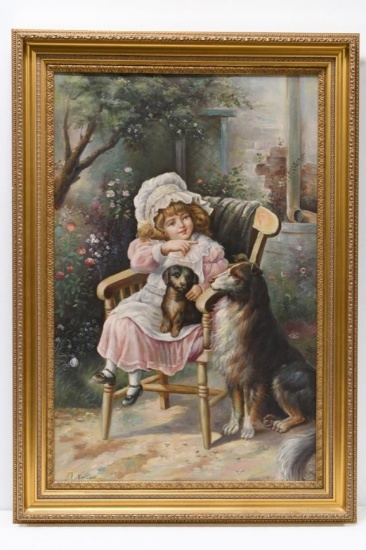 D. Nattier Victorian Style Oil On Canvas Painting