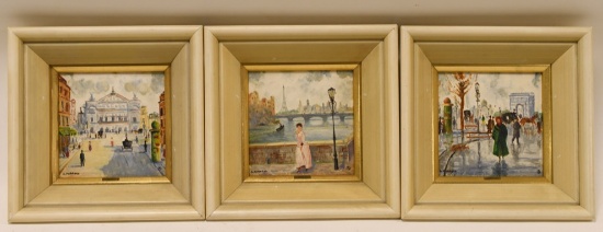 (3) Mid-Century Painted Tiles By A. Maresca