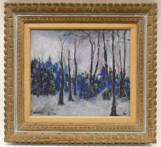 May Heiloms Modernist Village/Trees Oil On Canvas