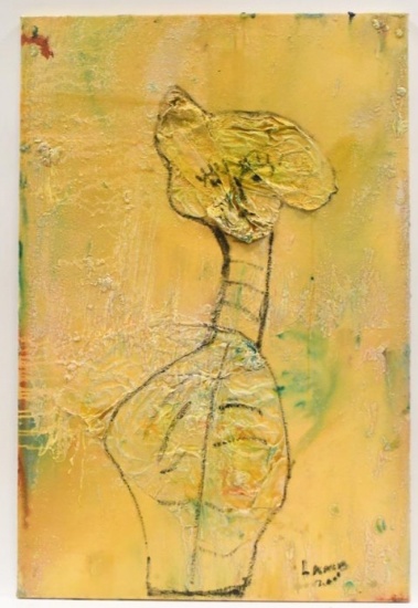 2010 Matt Lamb Acrylic & Foil On Canvas Painting