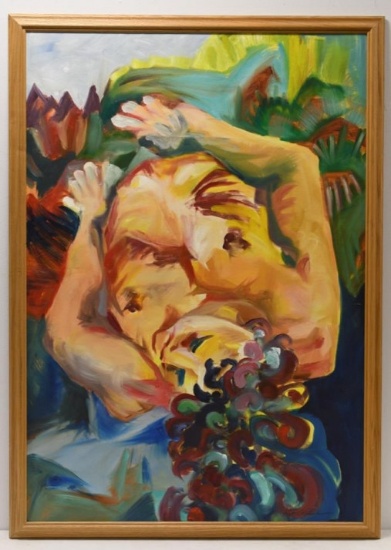 Abstract Nude Woman Oil On Canvas Painting