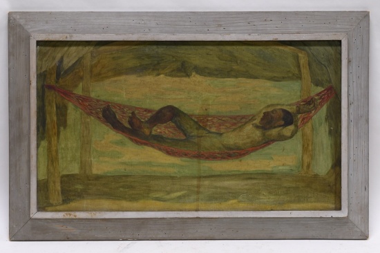 Mid Century "Le Hamaca" Oil On Canvas