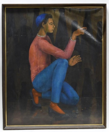 Oil On Canvas Painting Of A Young Man