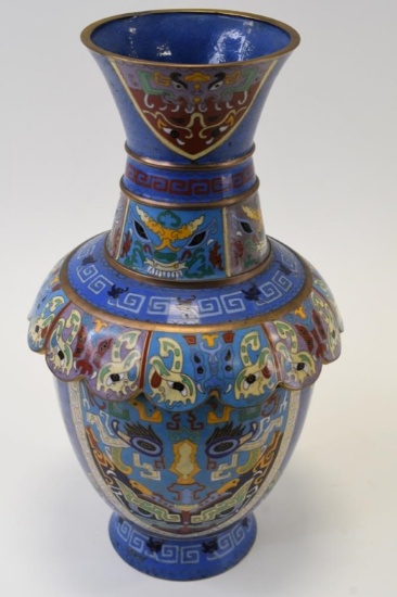 Large Vintage Asian Brass Cloisonne Vase