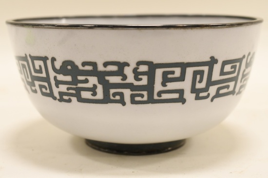 Exceptional Japanese White & Blue Cloisonne Bowl