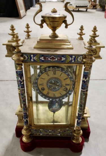 Brass Asian Cloisonne Carriage Clock