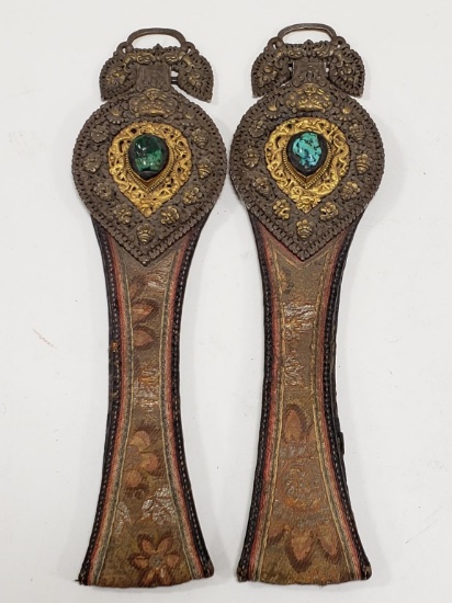 Tibetan Brass-Silk-Turquoise Belt Ornaments
