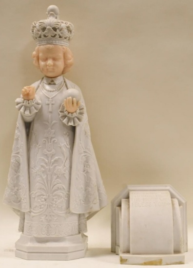 Early Catholic Infant Of Prauge Marble Statue