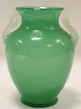 Steuben Jade Glass With Alabaster Handled Vase