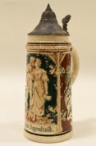 Antique German Young Love Lidded German Stein
