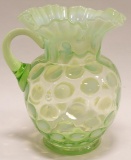 Vintage Fenton Green Coin Dot Water Pitcher